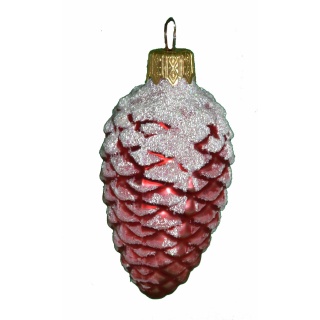 Ёлочное украшение "Шишка в снегу" (красный), в подарочной упаковке h-8см